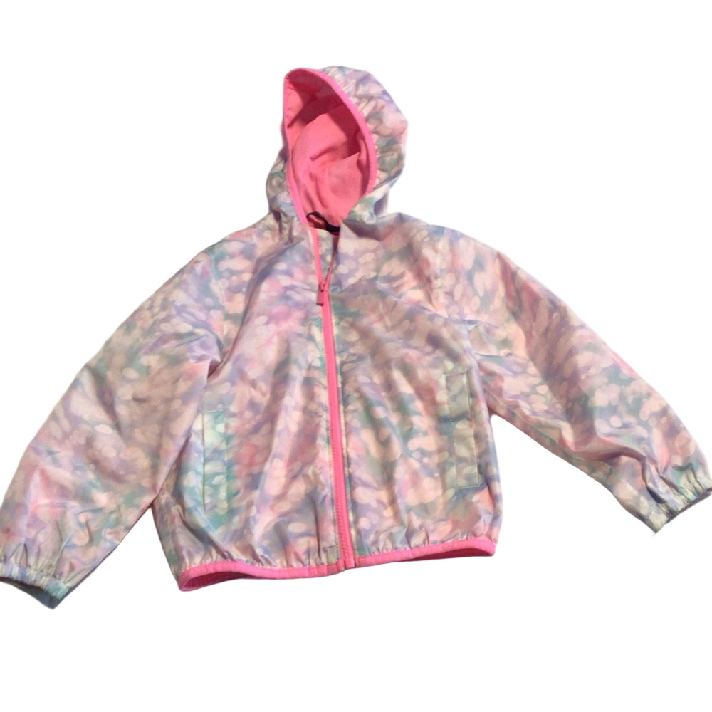 Lands’ End Pink Rain Jacket Mesh Lined Back Pocket Sz XS